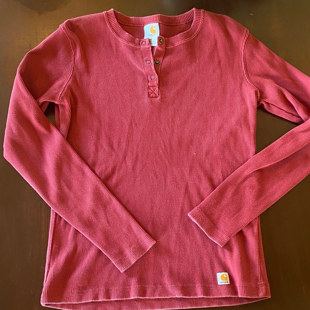 Carhartt Long-Sleeve Henley in Brick Red size medium m